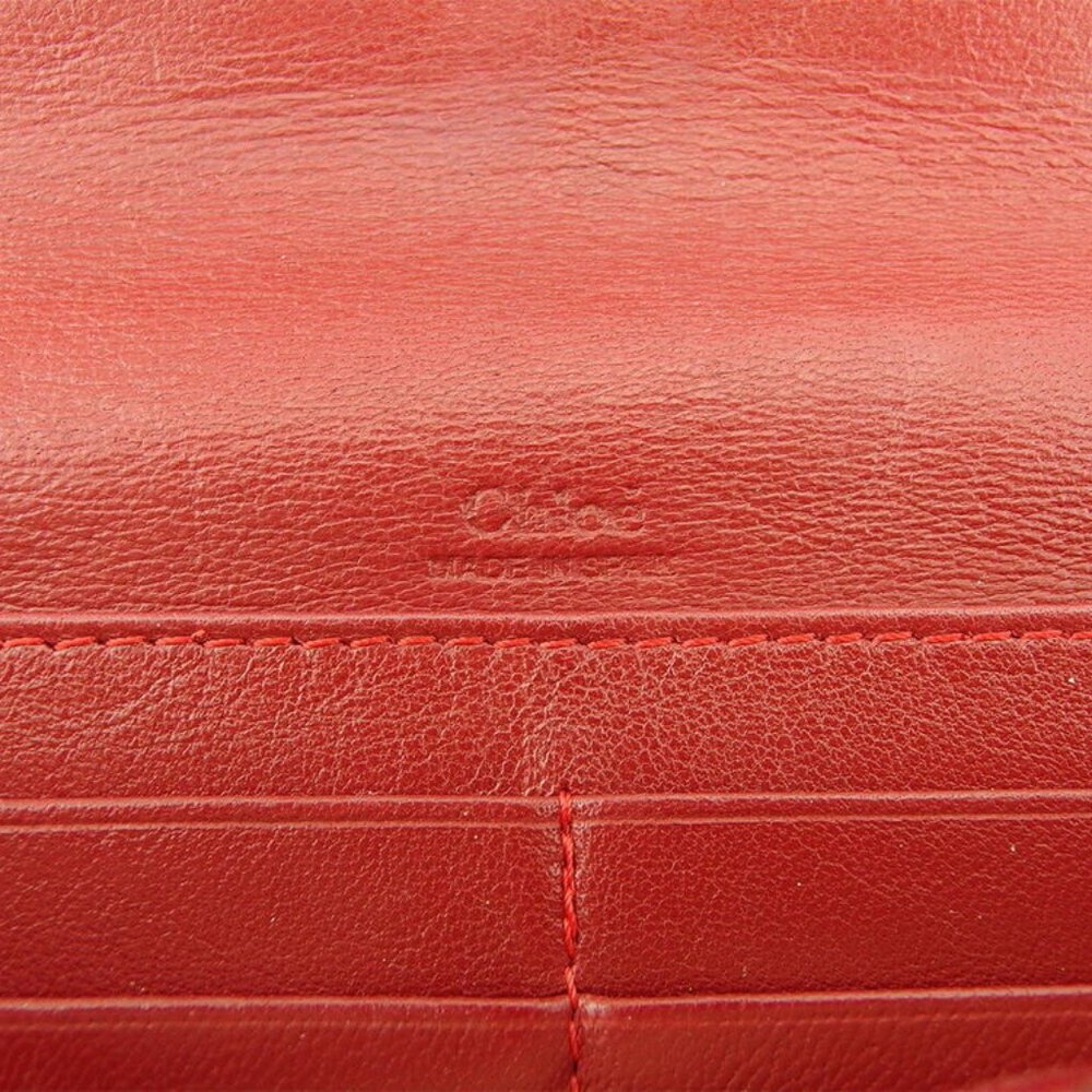 Auth Chloe Long Wallet Patchwork Bordeaux Pink Le… - image 4